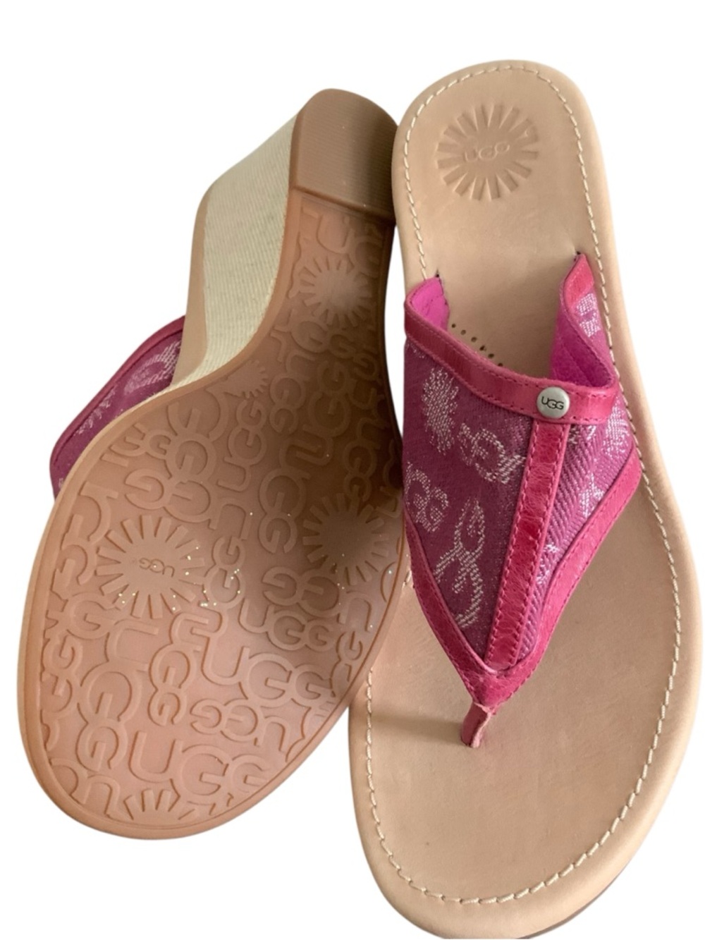 New UGGS Solena Wedge Denim Sandals  Pink Sz Us 8 - Picture 4 of 5